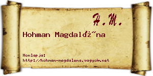 Hohman Magdaléna névjegykártya